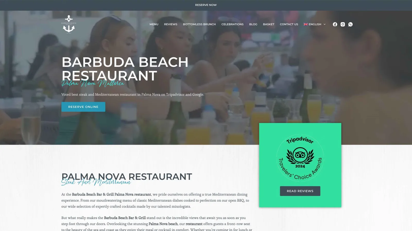 New website for popular restaurant