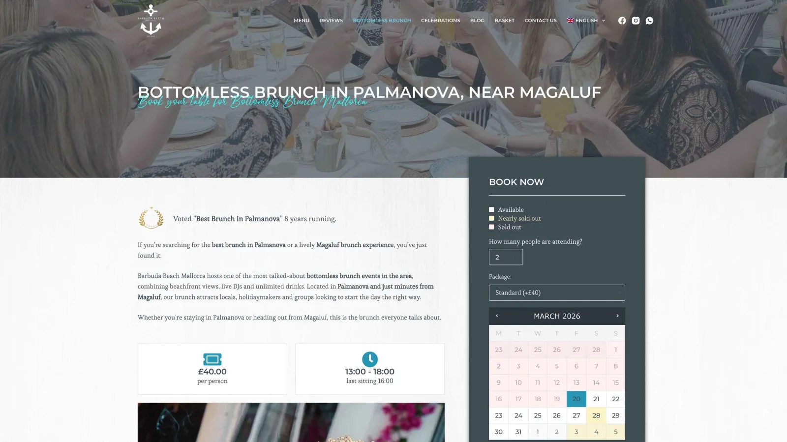 Restaurant website design and booking system, result