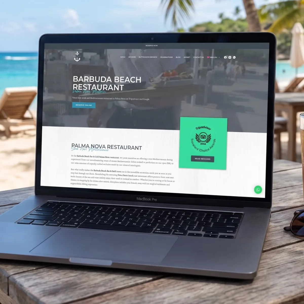 Barbuda Beach restaurant website with booking system, designed by Jayco Digital