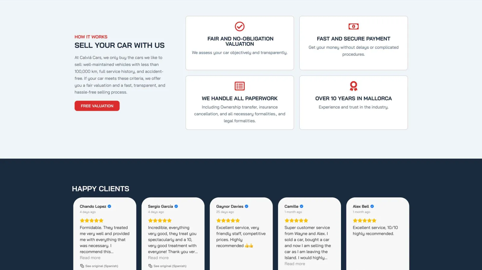 Redesign Calvia Cars website, interface