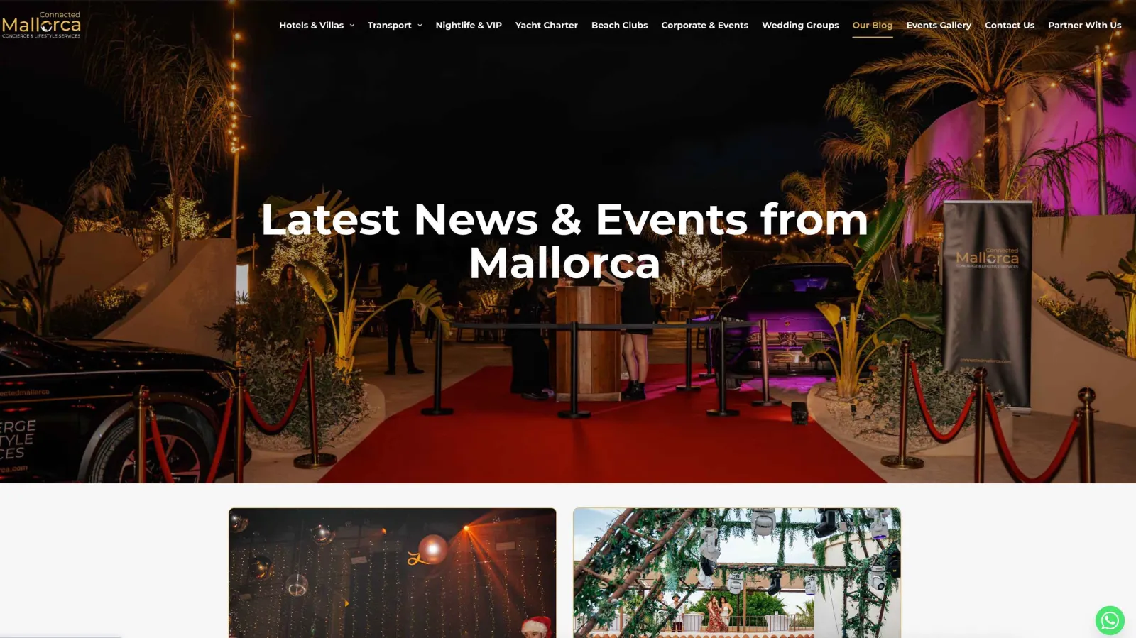 Luxury concierge website design, view