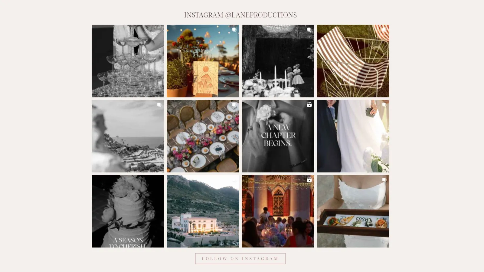 Website design for luxury wedding planner, Venues