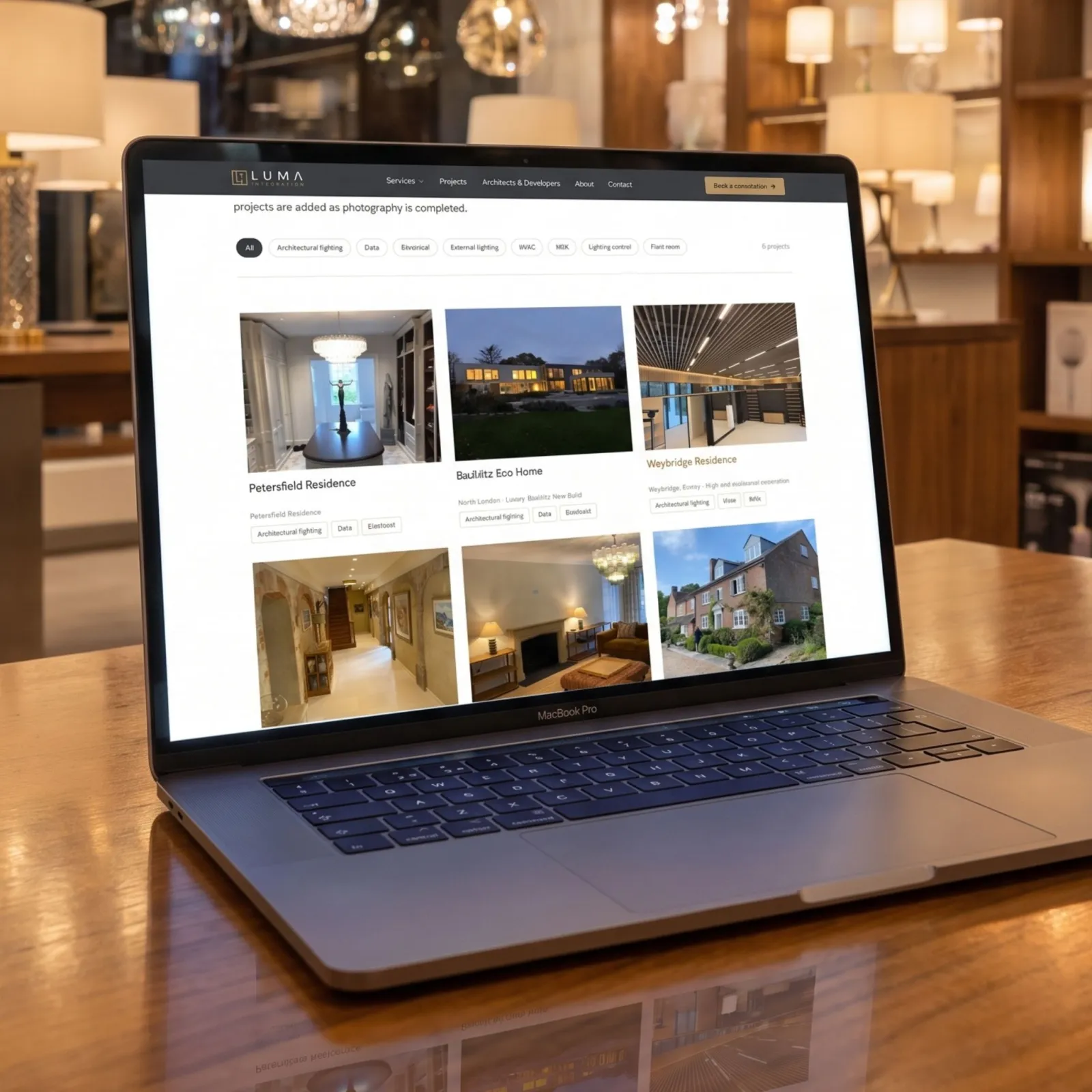 Luma Integration website, filterable projects index