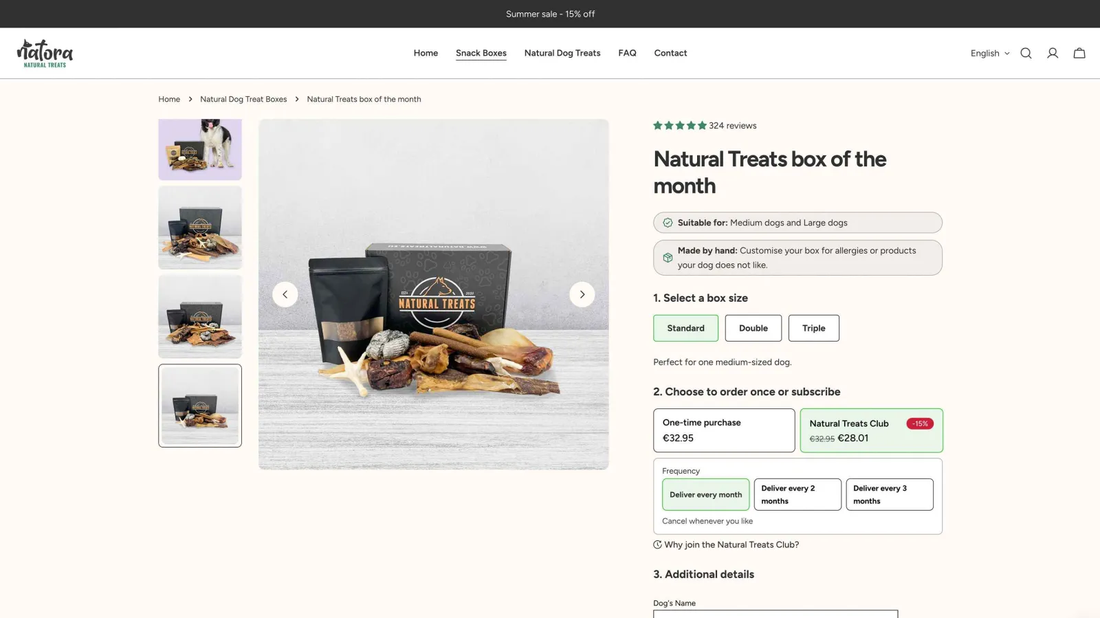 Ecommerce design for Natora, interface