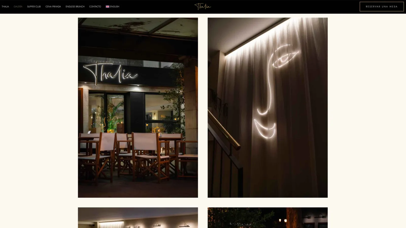 Thalia restaurant website design, Detail